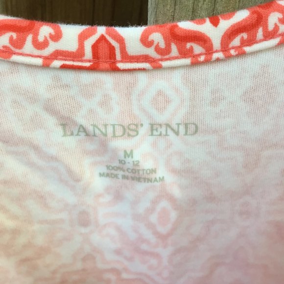 NWOT Land's End coral & white cotton tank - size M - Picture 3 of 5